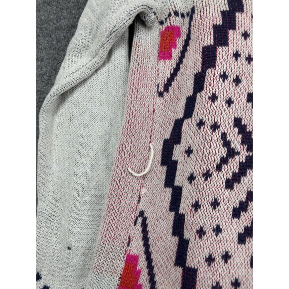 Billabong Sweater Cardigan Womens Medium Cream Pink Shawl Collar Aztec Geometric - Picture 8 of 8